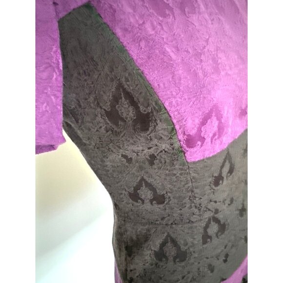 BADGLEY MISCHKA Belle 2 Purple & Black Striped Floral Lace Jacquard Dress EUC - Picture 6 of 8